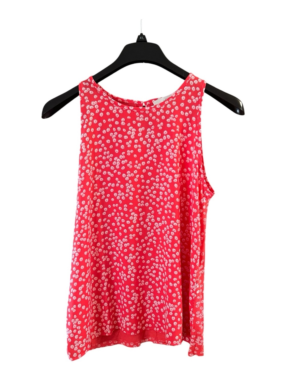 LOFT Reddish Pink Floral Sleeveless Tank Top Semi-Sheer Flowy Size Medium